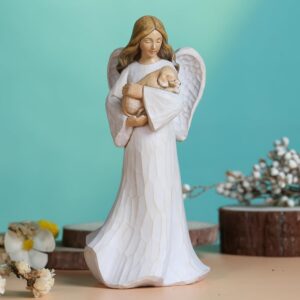 Grace4Joy 8 Inches Pet Memorial Angel Figurine - Hand Painted Resin Guardian Angel Holding Dog or Cat Sympathy Gift for Pet Lovers