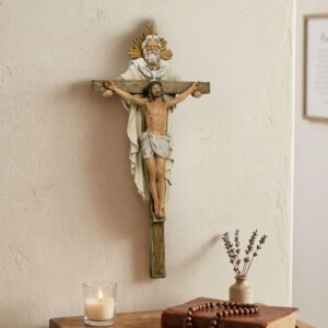 Grace4Joy Wholesale Holy Trinity Resin & Wood Crucifix Wall Cross - Catholic Home Decor