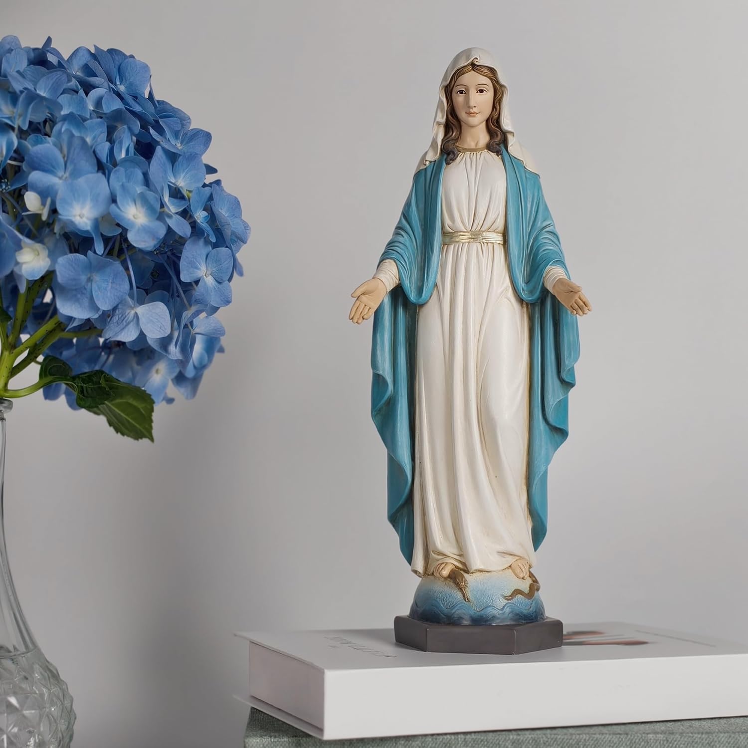 Grace4Joy 12.5 Inches Our Lady of Grace Statue - Hand Painted Resin Blessed Mother Mary Figure for Catholic Home & Church Decor - Image 5