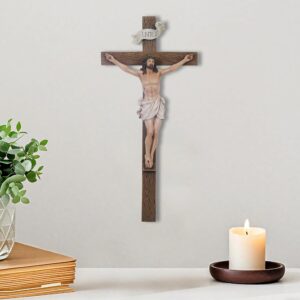 71dhsliNYgL._AC_SL1500_ Grace4Joy Crucifix Wall Cross - Hand Painted Renaissance Jesus Christ Resin Wall Hanging Cross for Home, Church & Chapel Decor