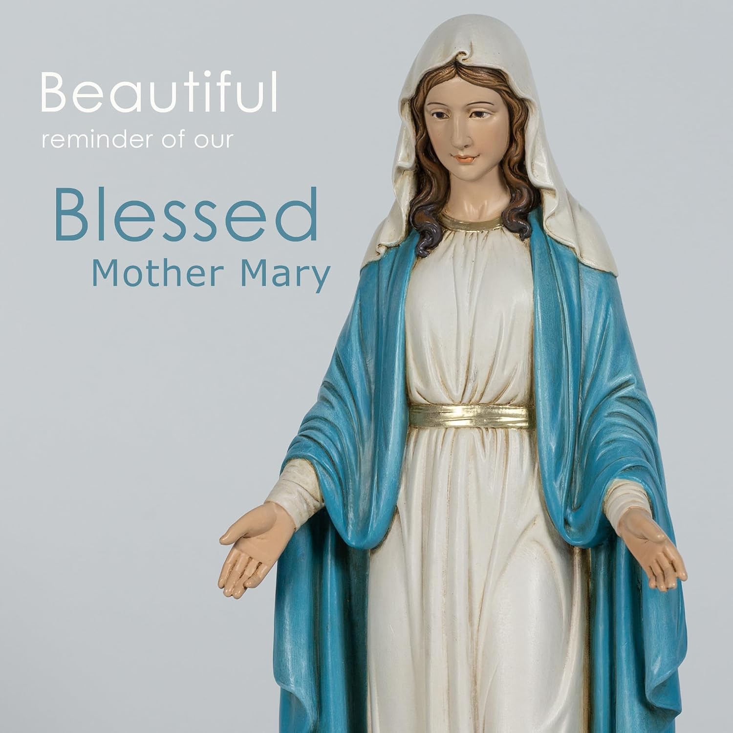 Grace4Joy 12.5 Inches Our Lady of Grace Statue - Hand Painted Resin Blessed Mother Mary Figure for Catholic Home & Church Decor - Image 4