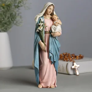 Grace4Joy 13.5 Inches Madonna and Child Statue - Renaissance Collection Hand Painted Virgin Mary with Baby Jesus Religious Home Decor